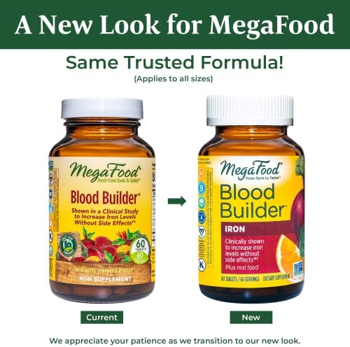 513I4ZsiFCL._AC_.jpg MegaFood Blood Builder - Iron Supplement Shown to Increase Iron Levels without Nausea or Constipation - Energy Support with Iron, Vitamin B12, and Folic Acid - Vegan - 60 Tabs 3