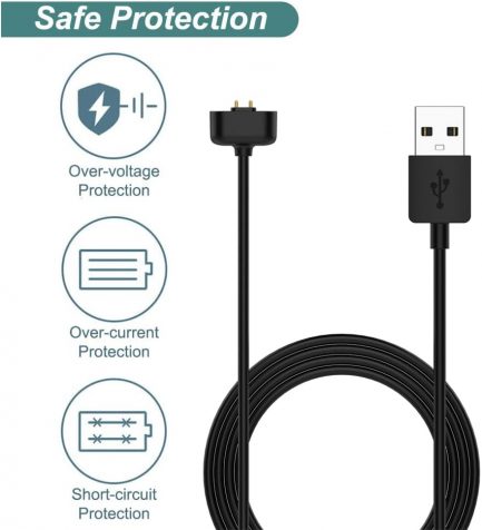 Lettou Replacement Charger for Amazfit-Band-7 Cable - 3.3Ft Long USB Cord Fitness Tracker Accessories, 2 Pack 3