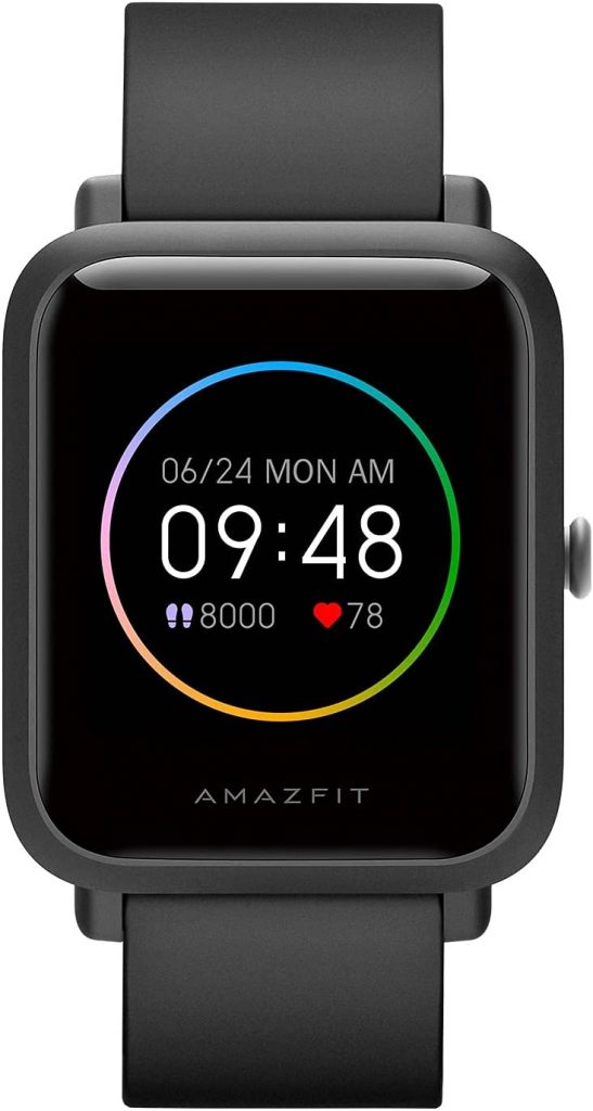 Amazfit Bip S Lite Smart Watch Fitness Tracker for Men, 30 Days Battery Life, 1.28”Always-on Display, 14 Sports Modes, Heart Rate & Sleep Monitor, 5 ATM Waterproof, for Android Phone iPhone(Black) 1