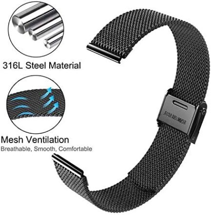 ViCRiOR Compatible with Amazfit Bip/ Bip 3 Pro/ Bip U Pro Bands, 2 Pack Stainless Steel + Mesh strap Bracelet Replacement for Amazfit GTS/ GTS 2/ GTS 2 Mini/ GTS 2e/ GTS 3/ GTS 4 Mini/ GTS 4 3