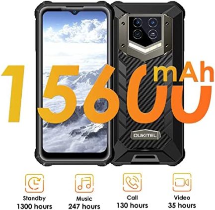 5G Rugged Phones,OUKITEL WP15 15600mAh Large Capacity Battery,Rugged Cell Phones Unlocked 128GB+8GB Waterproof dustproof Shockproof,Android11 48MP Triple Cameras 6.5inch Screen NFC Google-Pay(Black) 2