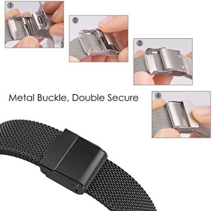 ViCRiOR Compatible with Amazfit Bip/ Bip 3 Pro/ Bip U Pro Bands, 2 Pack Stainless Steel + Mesh strap Bracelet Replacement for Amazfit GTS/ GTS 2/ GTS 2 Mini/ GTS 2e/ GTS 3/ GTS 4 Mini/ GTS 4 5