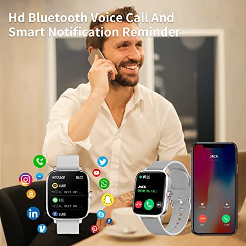 51qkSBCTGaL._AC_.jpg Smart Watch, BOFIDAR 1.7'' Touch Screen Fitness Watch for Men Women, Answer/Make Call Smartwatch for Android and iOS Phones, Fitness Tracker with Heart Rate Blood Oxygen Sleep Step Counter (Silver)… 2