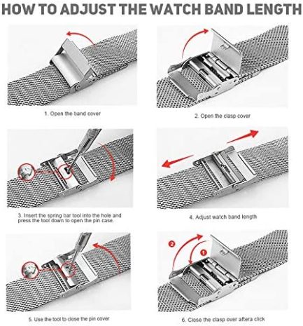 ViCRiOR Compatible with Amazfit Bip/ Bip 3 Pro/ Bip U Pro Bands, 2 Pack Stainless Steel + Mesh strap Bracelet Replacement for Amazfit GTS/ GTS 2/ GTS 2 Mini/ GTS 2e/ GTS 3/ GTS 4 Mini/ GTS 4 8