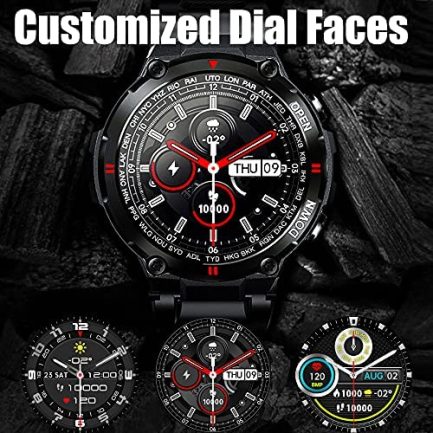 Smart Watch for Men Outdoor Waterproof Military Tactical Sports Watch Fitness Tracker Watch with Heart Rate Monitor Pedometer Sleep Tracker Compatible with iPhone Samsung NO Bluetooth Calling 7