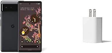 Google Pixel 6 – 5G Android Phone - Unlocked Smartphone with Wide and Ultrawide Lens - 256GB - Stormy Black & 30W USB-C Charger - Fast Charging Pixel Phone Charger 1