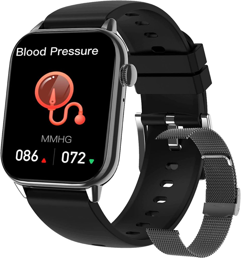 yussa Blood Pressure Smartwatch | Android Smartwatch & iPhone Compatible | Answer/Make Calls | Speaker | 2 Straps | 1.86'' Full Screen | Fitness & Health Tracking | +20 Sports | for Man and Woman 1