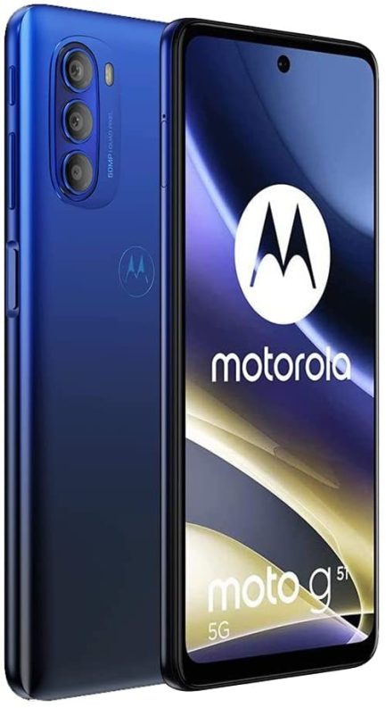 Motorola Moto G51 5G + 4G LTE 128GB + 4GB 6.8" 120 hz 50MP Triple Camera XT2171-1 (Not for Verizon At&t Cricket Boost CDMA) + (Fast Car Charger Bundle) (Winter Blue) 3