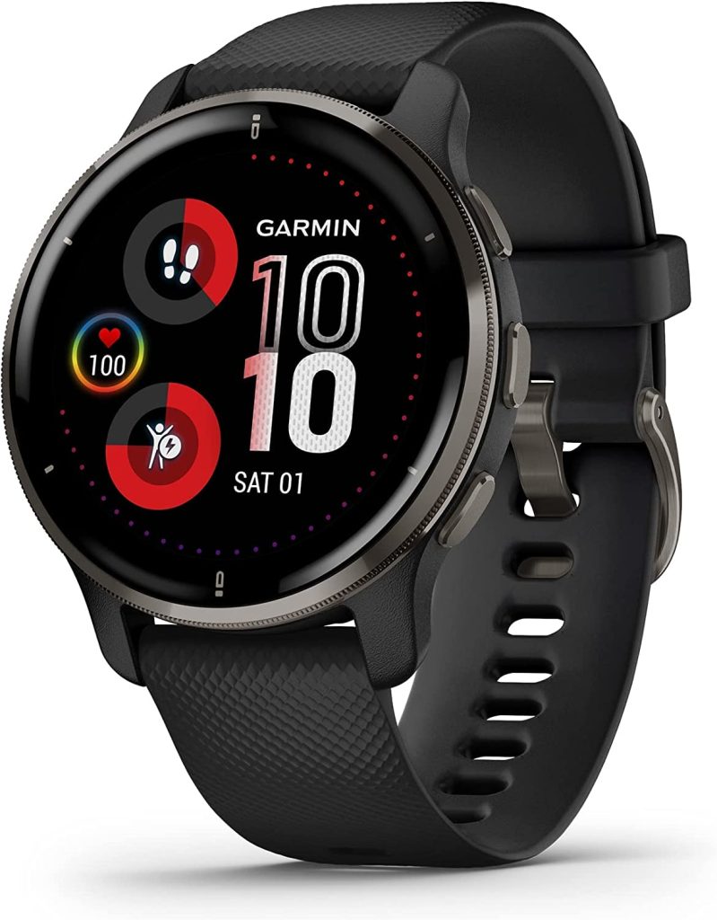 Garmin Venu 2 Plus, GPS Smwatch with Call and Text, Advanced Health Monitoring Fitness Features, Slate Black Band (Renewed), One Size 1