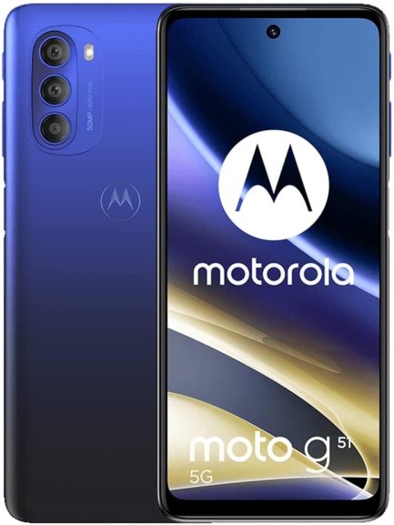 Motorola Moto G51 5G + 4G LTE 128GB + 4GB 6.8" 120 hz 50MP Triple Camera XT2171-1 (Not for Verizon At&t Cricket Boost CDMA) + (Fast Car Charger Bundle) (Winter Blue) 1
