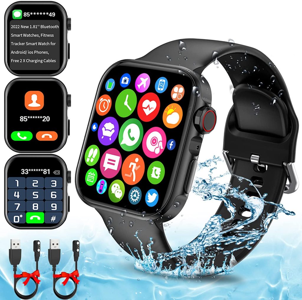 Smart Watch for Android and IOS Phones Women Men, 2023 1.81'' Bluetooth Smartwatch Full Touch Screen Answer/Make Call/Text Waterproof Smart Watches, Fitness Tracker Smart Watches for Outdoor Sports 1