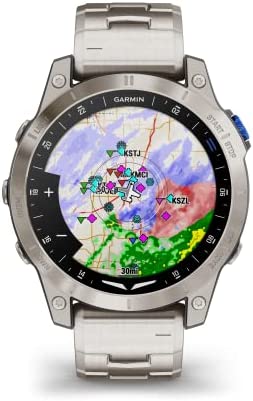 Garmin D2™ Mach 1, Touchscreen Aviator Smartwatch with GPS Moving Map, Aviation Weather, Health and Wellness Features and More, Vented Titanium Bracelet 2