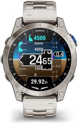 Garmin D2™ Mach 1, Touchscreen Aviator Smartwatch with GPS Moving Map, Aviation Weather, Health and Wellness Features and More, Vented Titanium Bracelet 5