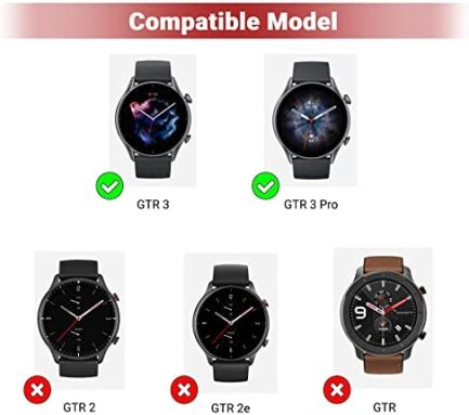 Case Compatible with Amazfit GTR 3 Pro/GTR 3 Screen Protector Tempered Glass All-Around Case Hard PC Full Cover Shell Smartwatch Accessory Coverage Protective Cases for Amazfit GTR 3 (3ColorsA) 2