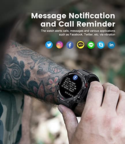 Military Smartwatch Men 400 mAh Outdoor Sport Activity Fitness Tracker Bluetooth Answer Call 1.39" Touchscreen Heart Rate Sleep Monitor Black Stainless Steel Male Smart Watch for iOS Android Phone 3
