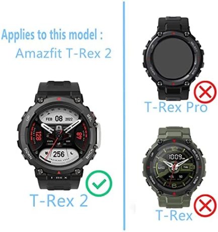 (3 Pack) Aemus Compatible with Amazfit T-Rex 2 Screen protector Smart watch 9H Tempered Glass Protector Anti-Fingerprint Bubble-Free Crystal Clear Film 2