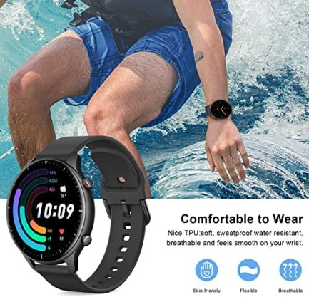 Amzpas Silicone Band for Amazfit GTR 2e/ GTR 2/ GTR 3 Pro/ GTR 3/ GTR 4 Smartwatch, 22mm Adjustable Soft Quick Release Smart Watch Band, 3 Pack Replacement Wristband Straps with Metal Buckle for Men Women 3