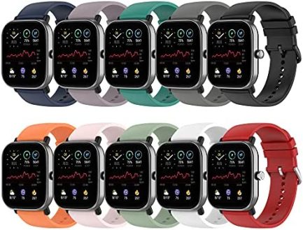 Compatible for Amazfit GTS/GTS 2/GTS 2 Mini/GTS 3/GTS 4/GTS 4 Mini/GTS 2e/GTR 42mm, 20mm Width Silicone Wristband Replacement Quick Release WatchBand Strap for Amazfit Bip/Bip Lite/Bip S/Bip S Lite/Bip U/Pop/Bip 3 2