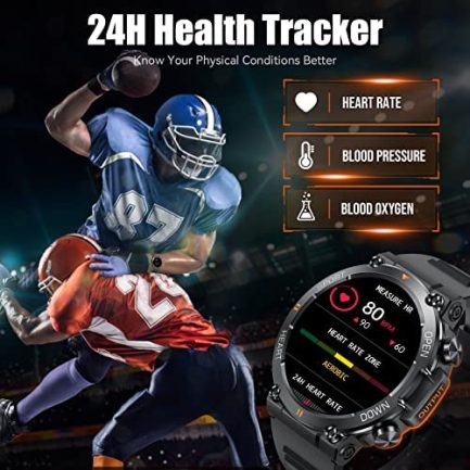 Military Smart Watches for Men Make Call 1.39" HD Big Screen Fitness Tracker Rugged Tactical Smartwatch Compatible with iPhone Samsung Android Phones Heart Rate Sleep Monitor Sports Watch 4