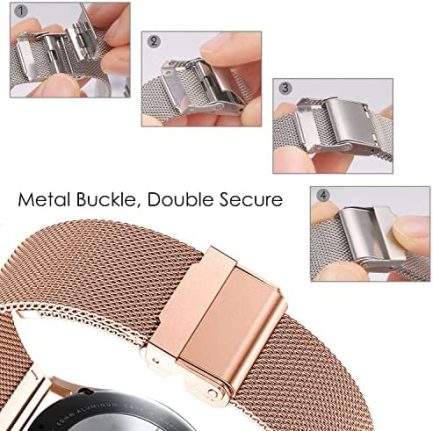 ViCRiOR for Amazfit GTS/ GTS 2/ GTS 2 Mini / GTS 2e / GTS 3 / GTS 4 Mini Bands, Mesh Woven Stainless Steel Bracelet Wrist Watch Band Strap for Amazfit Bip / Bip U Pro / Bip 3 / 3 Pro, Rose Gold 4