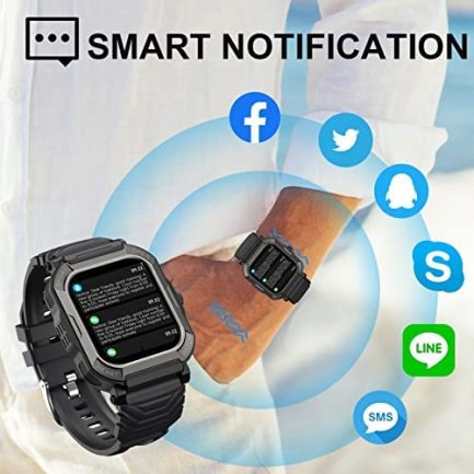 1.91'' Military Smart Watch for Men Phone Call (Dial/Receive) Smartwatch, Fitness Tracker, Compatible for Android iOS Phones, 113 Sport Modes Activity Health Monitor Notification/Reminder 4