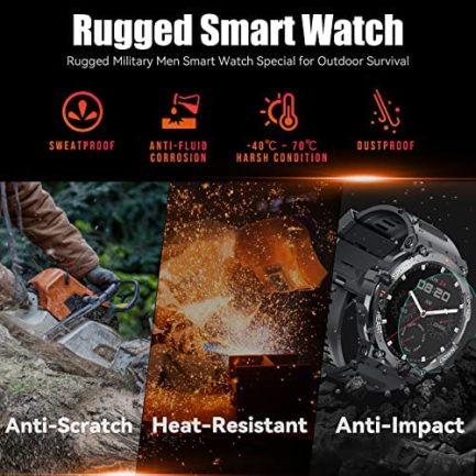 Military Smart Watches for Men Make Call 1.39" HD Big Screen Fitness Tracker Rugged Tactical Smartwatch Compatible with iPhone Samsung Android Phones Heart Rate Sleep Monitor Sports Watch 6