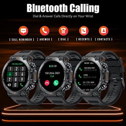 Military Smart Watches for Men Make Call 1.39" HD Big Screen Fitness Tracker Rugged Tactical Smartwatch Compatible with iPhone Samsung Android Phones Heart Rate Sleep Monitor Sports Watch 2