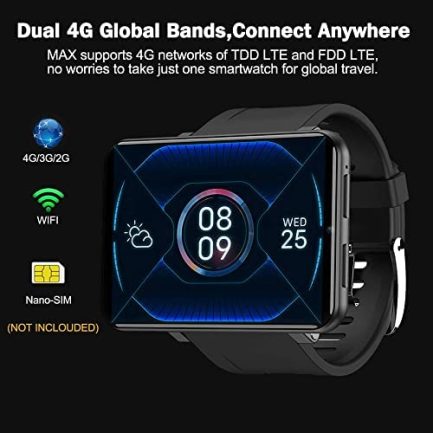 KOSPET MAX GPS Android Smartwatch with 4G LTE and 2.86 inch Touchscreen with Stainless Steel Body and Face Unlock Feature, Black 2