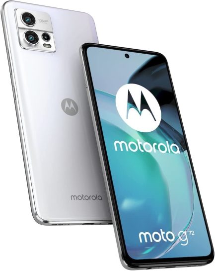 Motorola Moto G72 4G LTE 128GB + 6GB Unlocked Global (ONLY Tmobile/Metro/Mint/Tello USA Market) NFC 108MP Triple Camera + (Fast Car Charger Bundle) (Bright White) 3