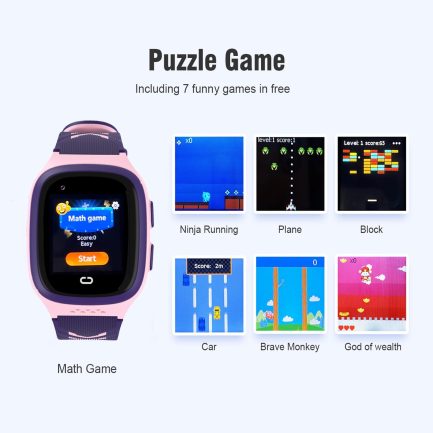 4G Kids Smart Watch GPS Tracker - Smartwatch with Two Way Call Video Calling 7 Puzzle Games Voice Chat SOS School Mode Pedometer Geo-Fence Wi-Fi Touch Screen Alarm Clock Smartwatches for Boys Girls 3