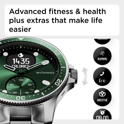 Withings ScanWatch Horizon - Hybrid Smartwatch & Activity Tracker with Connected GPS, Heart Rate Monitor, Sleep Monitor, Smart Notifications, Water Resistant with 30-day Battery Life, Android & iOS 6