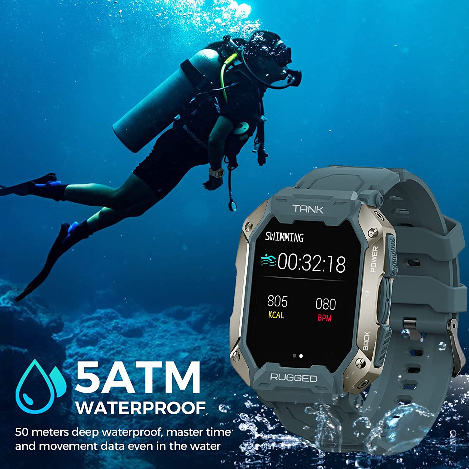 719N9N-jfML._AC_SL1500_.jpg Kospet Smart Watches for Men - Bluetooth Dial/Answer Call 5ATM/IP69K Waterproof Fitness Watch for Android iOS iPhones with Heart Rate Blood Pressure - 1.72" Tactical Military Sports Smartwatch 6