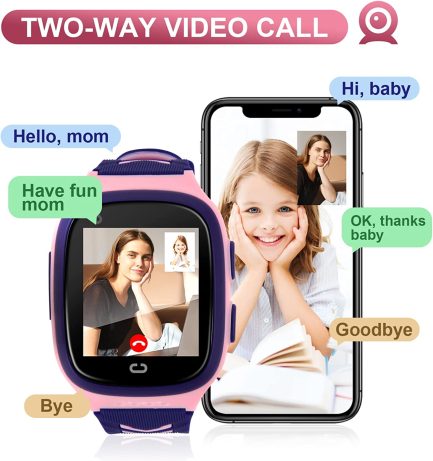 4G Kids Smart Watch GPS Tracker - Smartwatch with Two Way Call Video Calling 7 Puzzle Games Voice Chat SOS School Mode Pedometer Geo-Fence Wi-Fi Touch Screen Alarm Clock Smartwatches for Boys Girls 2