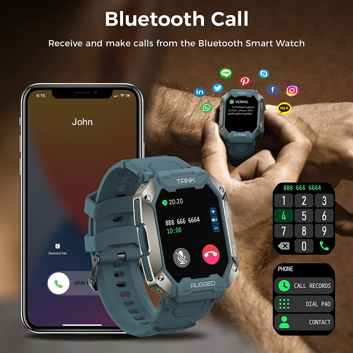 71lXAydLxOL._AC_SL1500_.jpg Kospet Smart Watches for Men - Bluetooth Dial/Answer Call 5ATM/IP69K Waterproof Fitness Watch for Android iOS iPhones with Heart Rate Blood Pressure - 1.72" Tactical Military Sports Smartwatch 2