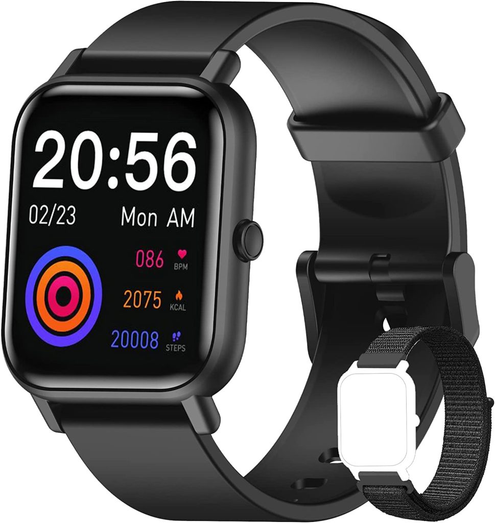 Blackview Smart Watch for Android Phones Compatible with iPhone Samsung, Fitness Watch with Heart Rate Sleep Monitor, 5ATM Waterproof Pedometer, Smart Watches for Men Women (2 Bands) 1