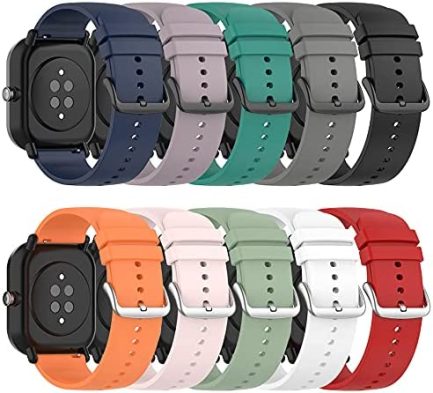Compatible for Amazfit GTS/GTS 2/GTS 2 Mini/GTS 3/GTS 4/GTS 4 Mini/GTS 2e/GTR 42mm, 20mm Width Silicone Wristband Replacement Quick Release WatchBand Strap for Amazfit Bip/Bip Lite/Bip S/Bip S Lite/Bip U/Pop/Bip 3 1