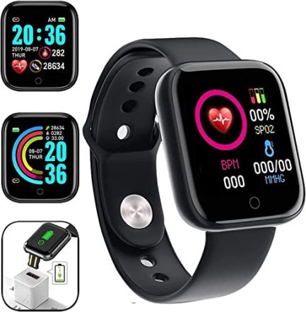 EDSAM Smart Watch,1.44 Inch Fitness Tracker with Sport,Message Call Reminder Smart Watch,IP65 Waterproof Fitness Watch Works for Men, Women-Black 1