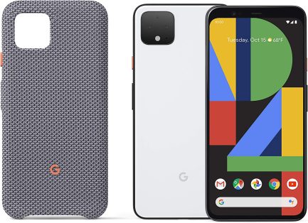 Google Pixel 4 - Clearly White 128GB - Unlocked with Pixel 4 Case, Sorta Smokey, Gray (GA01281) 1