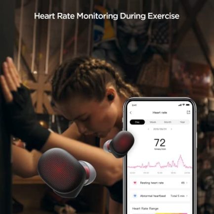 Amazfit PowerBuds True Wireless Bluetooth Earbuds in-Ear Headphones for iPhone Android, Waterproof Earphones with Microphone, Heart Rate Monitoring, Noise Canceling, Sports Sound System, Black 2