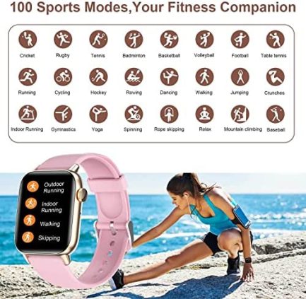 GT HITGX 1.72" HD Smart Watches for Women Fitness Watch with AI Voice Control 300mah smartwatch 100+ Sports Modes Smart Watch for iPhone Android Phones Watch (Answer/Calls) 6