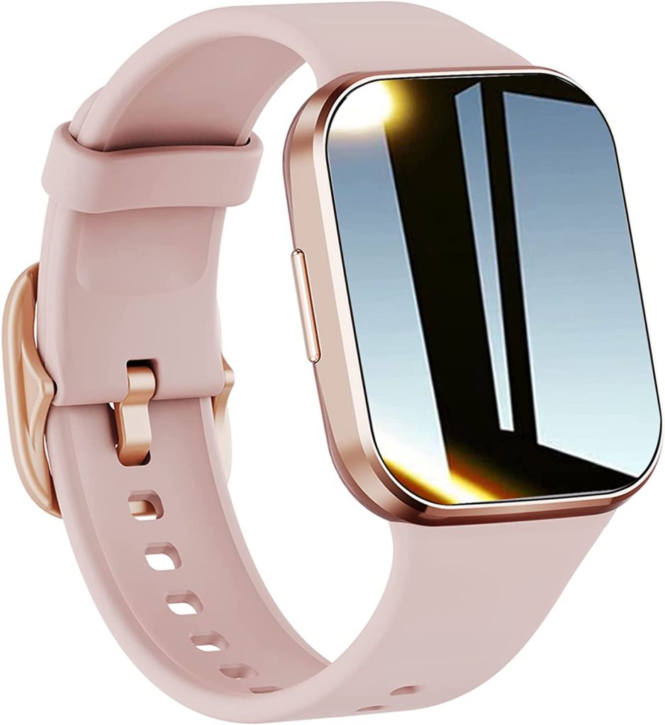 FILIEKEU Full Touch Screen Smart Watch Women Heart Rate Blood Oxygen Lady Watches Fitness Tracker Sports Waterproof Health Monitor Watch Pink Silicone Woman Smartwatches Compatible with Android iOS 1