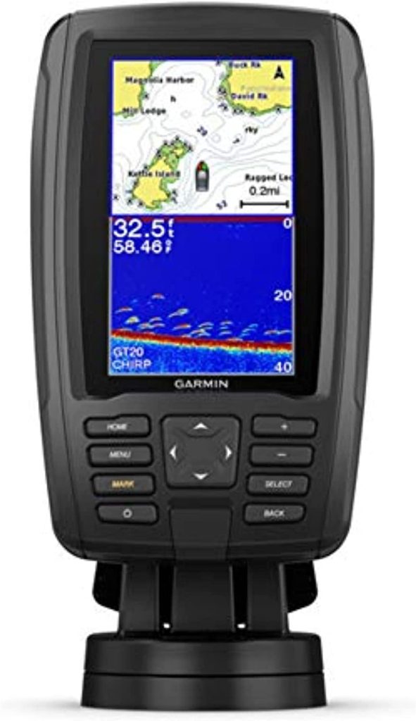 Garmin ECHOMAP Plus 44cv, 4.3-inch Sunlight-readable Combo, Includes GT20 Transducer, with Bluechart G3 Maps and Clearvu and Traditional Chirp Sonar 1