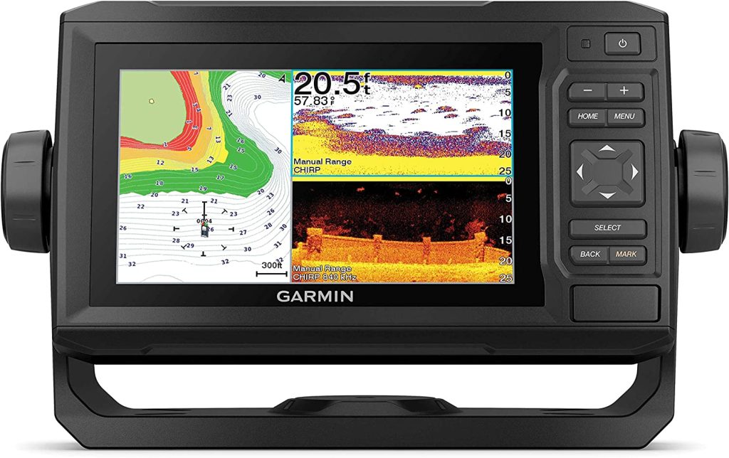 Garmin ECHOMAP UHD 63cv, Keyed Chartplotter with U.S. LakeVü g3 and GT24UHD-TM transducer 1
