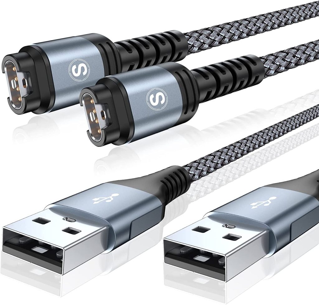 Garmin Watch Charger Cable [2-Pack,4ft] Compatible with Garmin Fenix 5 5S 5X 6 6S 6X Plus Pro 7 7S 7X, Forerunner 945 45 45S 245 Music,Approach S10 S40 S60 G12 S12 S42,Vívoactive 3 4 4S,Venu 2 2S Plus 1