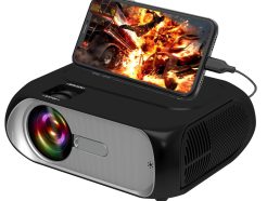 T7 1080P HD Video Mini Projector Portable 200ANSI Movie Projector with Synchronize Smartphone Screen Function - EU Plug
