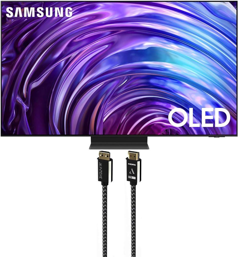 Samsung QN55S95DAFXZA 55 Inch OLED 4K Smart TV with Dolby Atmos and an Austere 7S-8KHD2-2.5M VII Series 2.5m Premium Braided 8K HDMI Cable (2024) 1