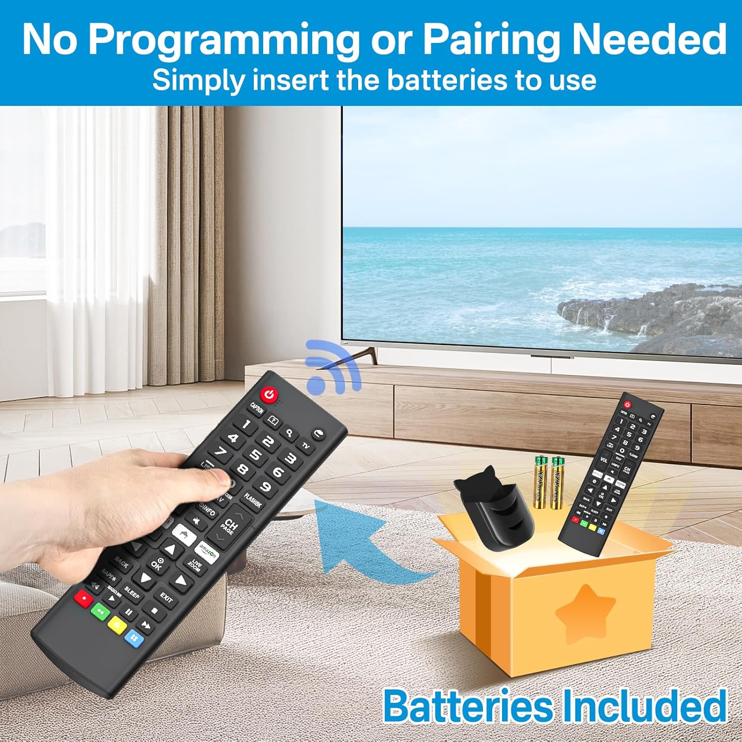 81UOrkjNQ1L._AC_SL1500_.jpg Rimous Remote Compatible with LG TV Remote Control (All Models) for All Smart TV LCD LED 3D AKB75375604 AKB75095307 AKB75675304 Remote Control for LG Remote Replacement Wr Holder & Battery 3