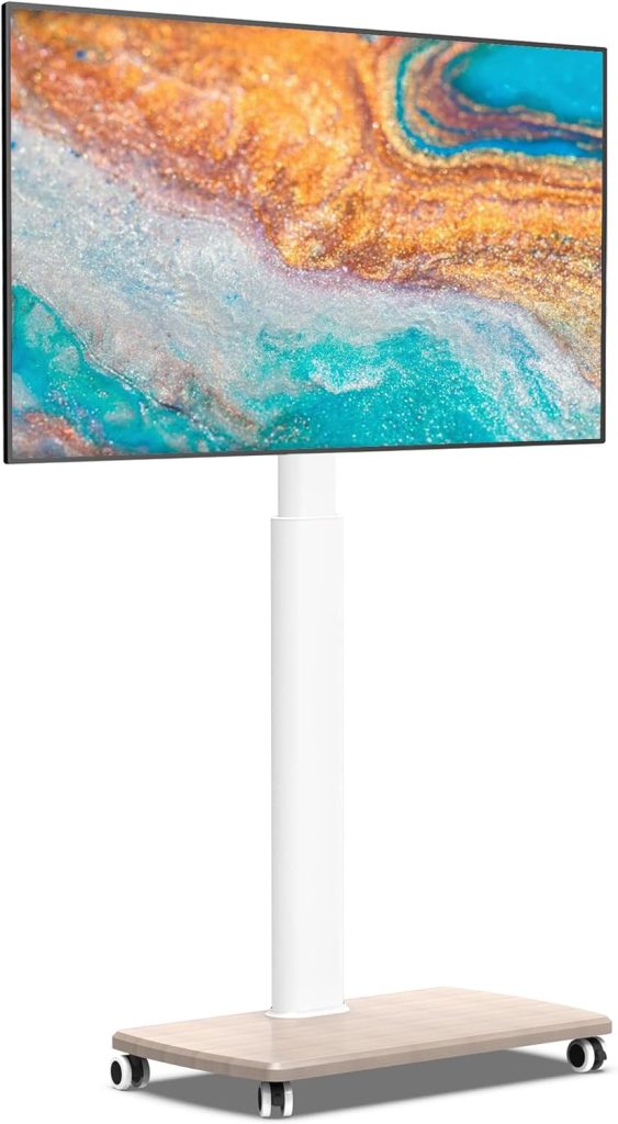 FITUEYES Rolling TV Stand for 32 to 65 70 Inch TVs, Portable Mobile TV Cart on Wheels, Tall Universal Floor Stands with Swivel Mount, Fit Corner, Bedroom, Outdoor, Small Dorm (White) 1