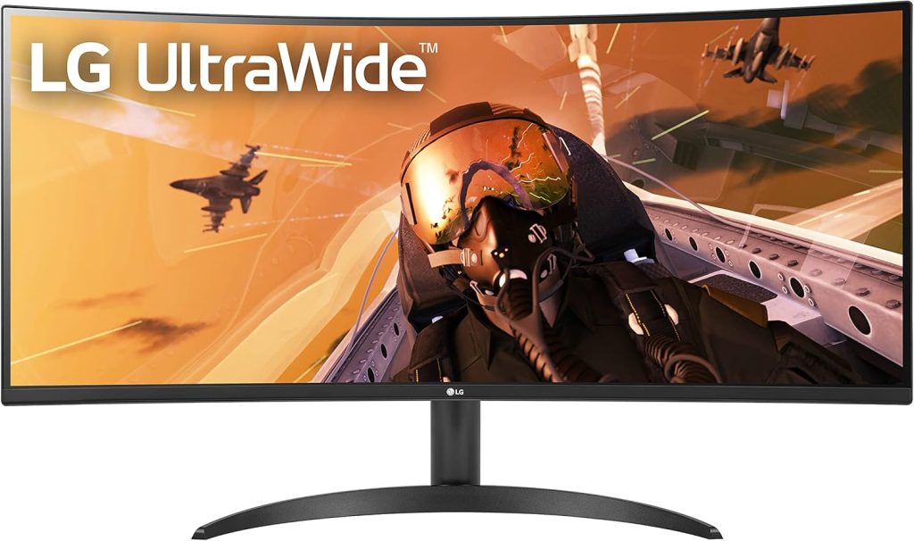 LG 34WP60C-B 34-Inch 21:9 Curved UltraWide QHD (3440x1440) Gaming Computer Monitor with 160Hz sRGB 99% Color Gamut and HDR 10, AMD FreeSync Premium and 3-Side Virtually Borderless Screen Tilt,Black 1