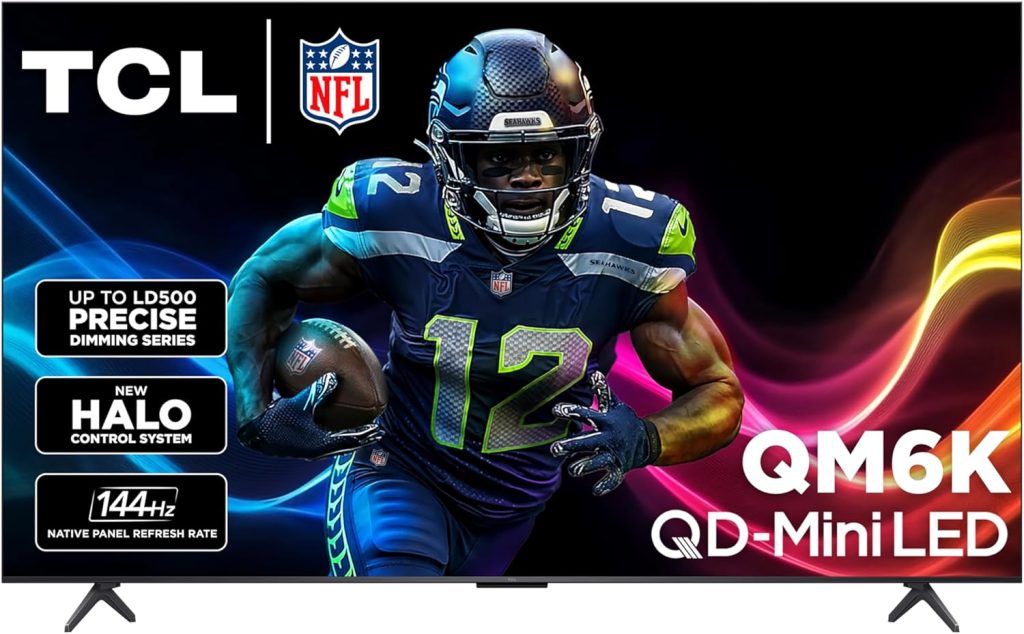 TCL 65-Inch QM6K QLED 4K Smart QD-Mini LED TV with Google TV (65QM6K, 2025 Model) Dolby Vision IQ, Dolby Atmos, HDR, Game Accelerator up to 288Hz, Voice Remote, Works with Alexa, Streaming Television 1